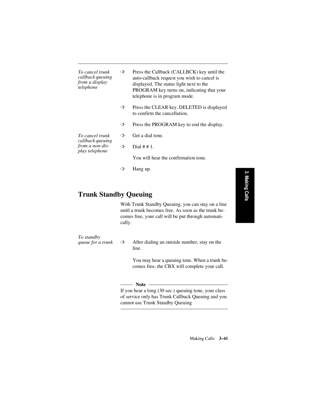 Siemens 600 Series, 300 Series manual Trunk Standby Queuing, To standby 