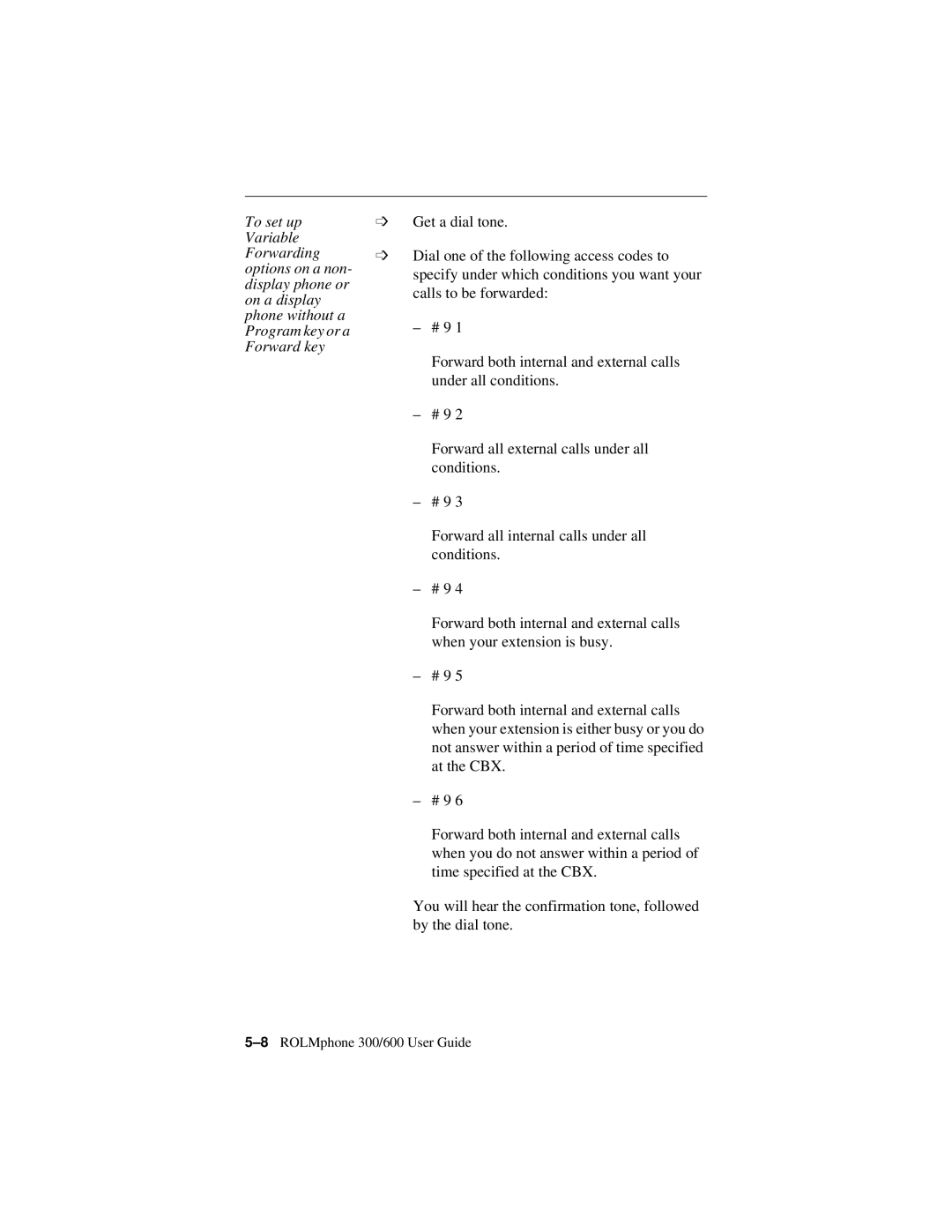 Siemens 300 Series, 600 Series manual 8ROLMphone 300/600 User Guide 