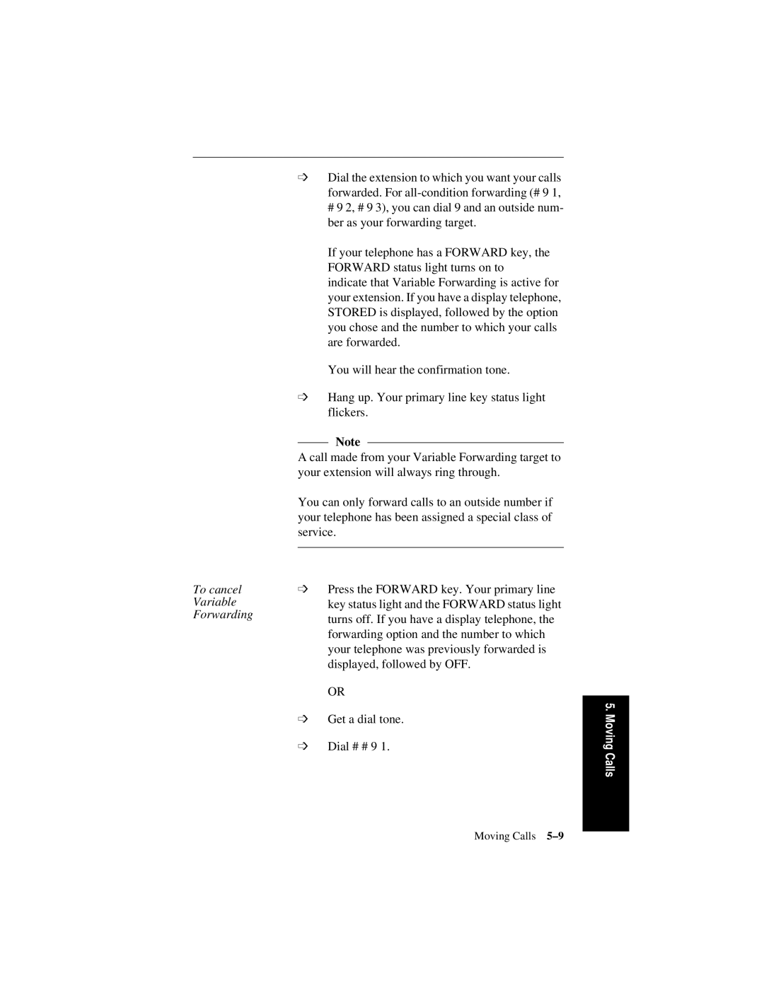 Siemens 600 Series, 300 Series manual To cancel Press the Forward key. Your primary line Variable 