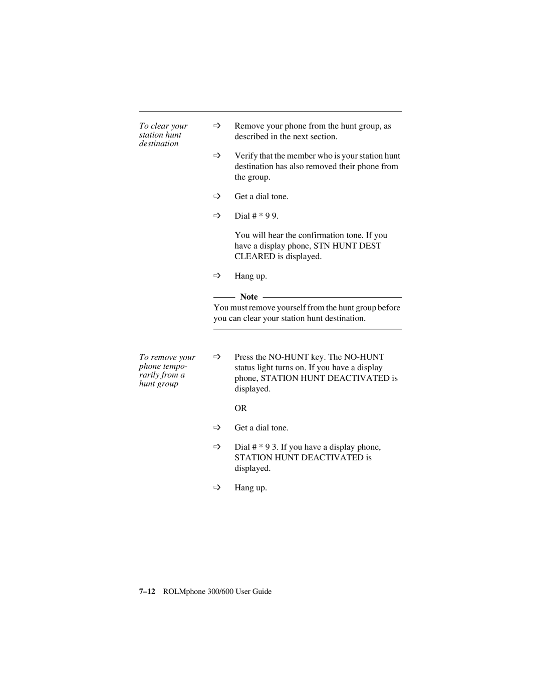 Siemens 300 Series, 600 Series manual You can clear your station hunt destination 