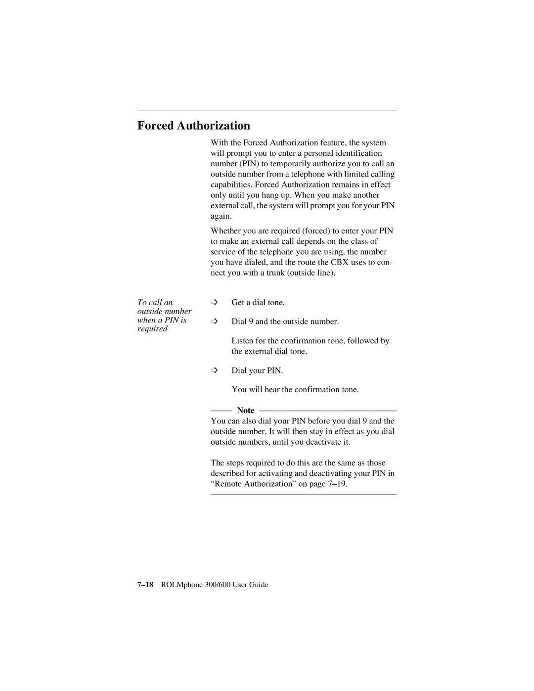 Siemens 300 Series, 600 Series manual Forced Authorization 