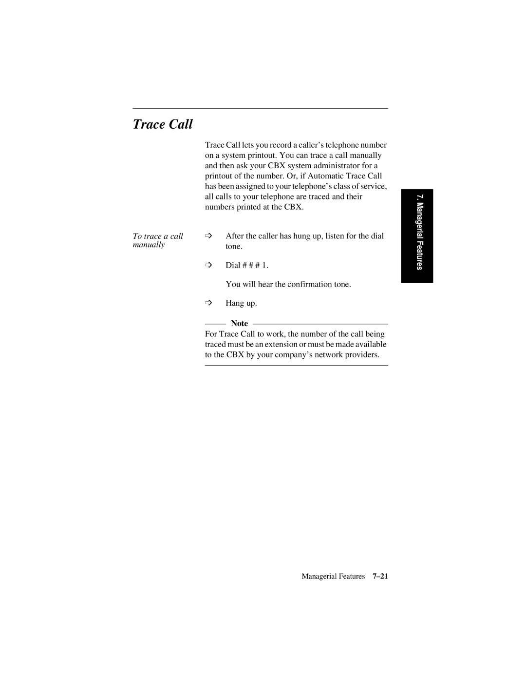 Siemens 600 Series, 300 Series manual Trace Call 