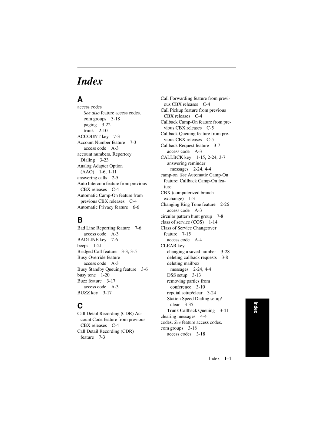 Siemens 600 Series, 300 Series manual Index 