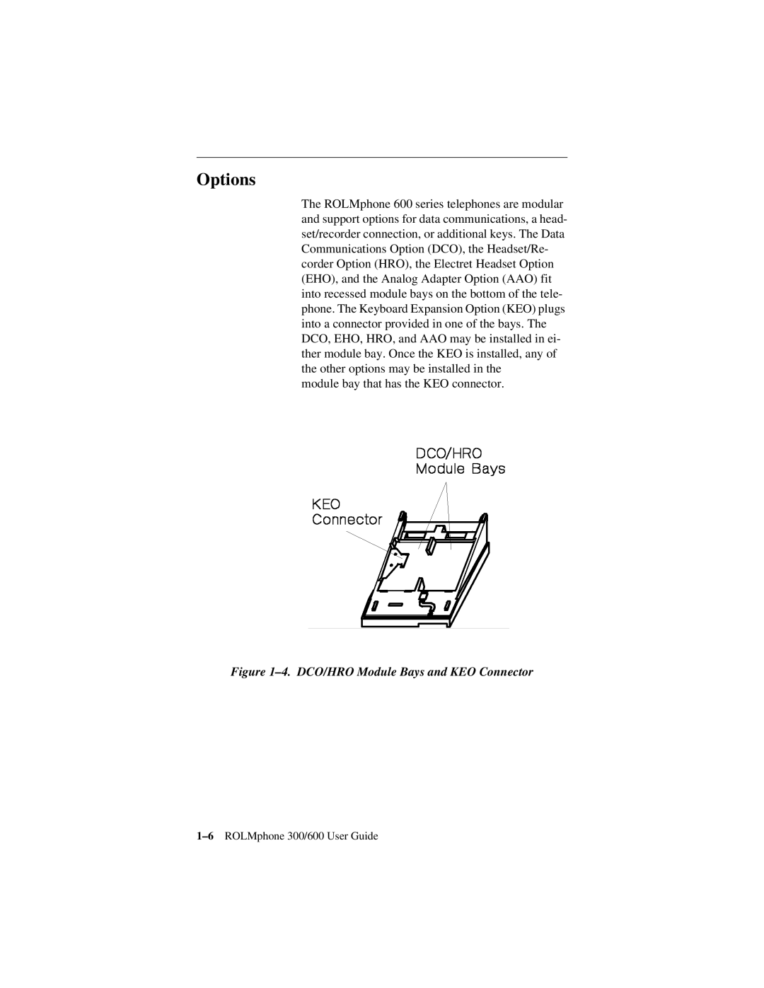 Siemens 300 Series, 600 Series manual Options, DCO/HRO Module Bays and KEO Connector 