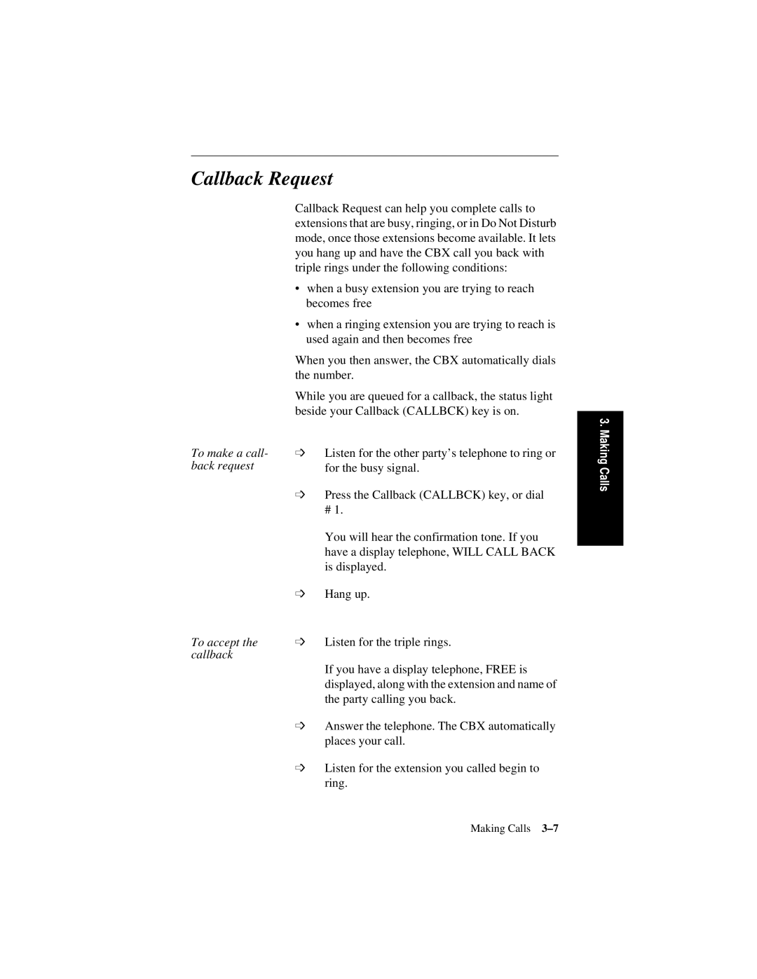 Siemens 600 Series, 300 Series manual Callback Request, To make a call 