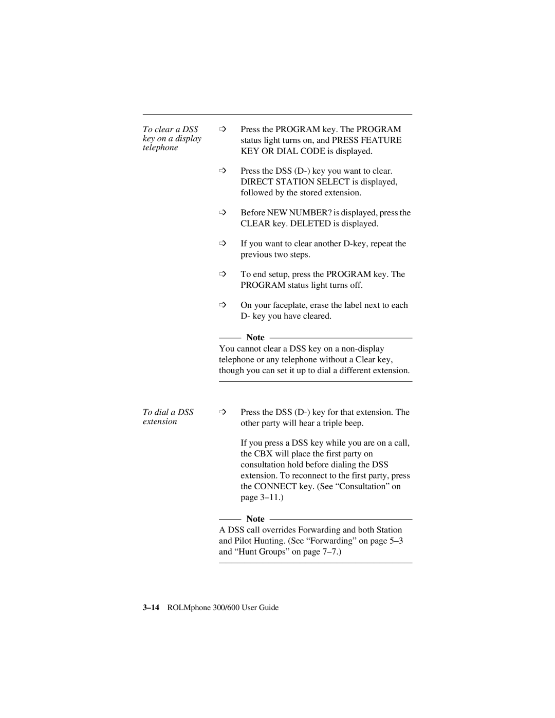 Siemens 300 Series, 600 Series manual To clear a DSS key on a display telephone 