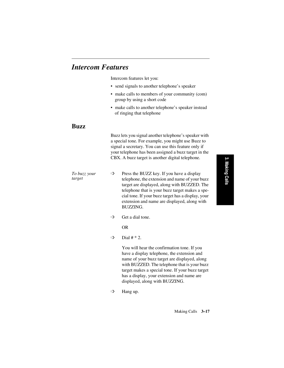 Siemens 600 Series, 300 Series manual Intercom Features, Buzz 