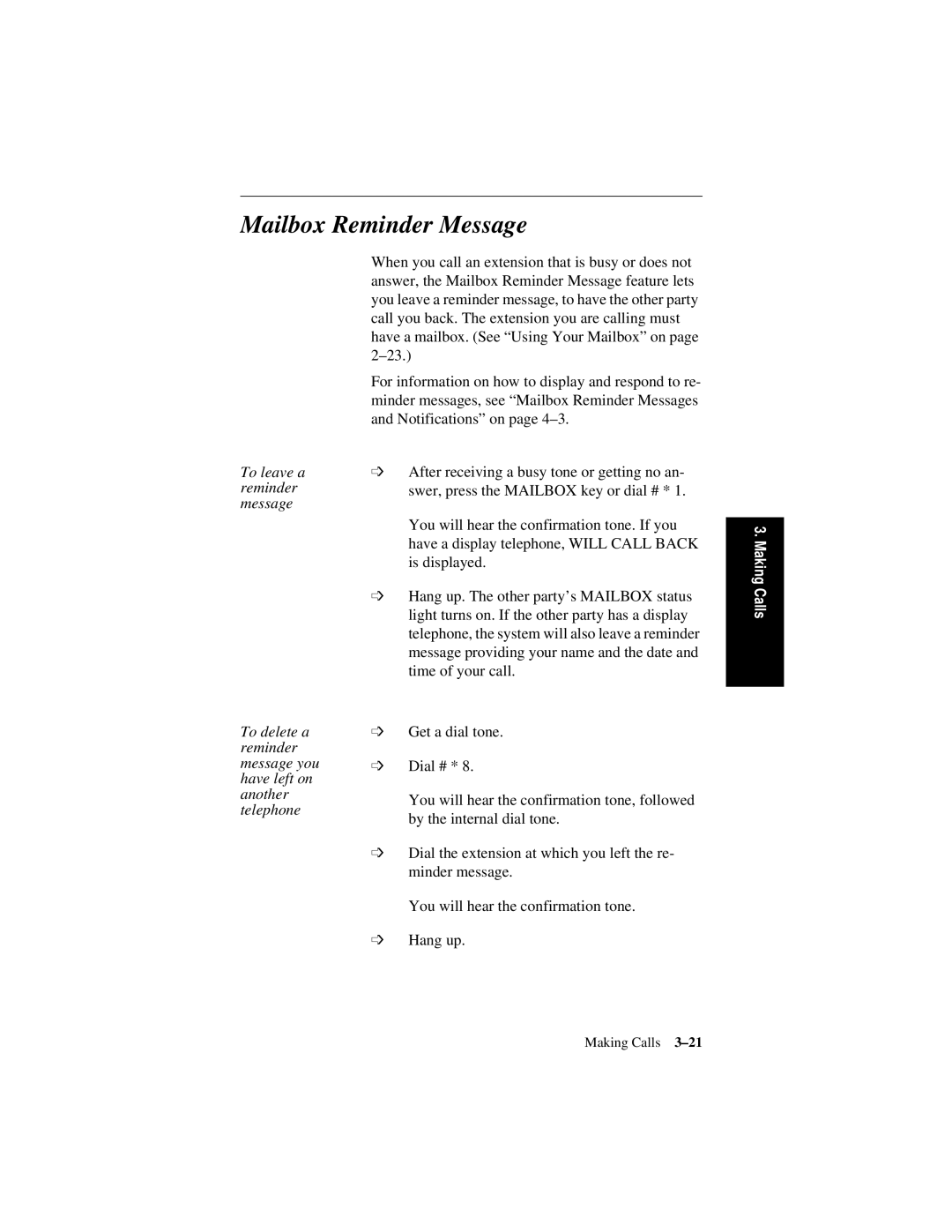 Siemens 600 Series, 300 Series manual Mailbox Reminder Message, Time of your call 