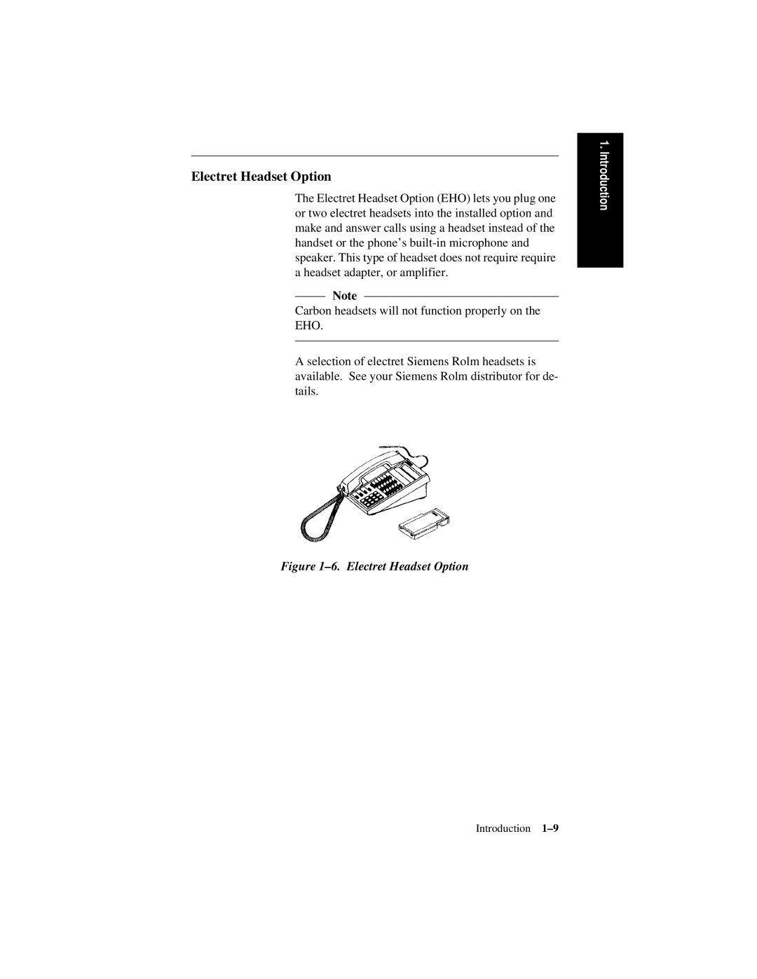 Siemens 600 Series, 300 Series manual 6. Electret Headset Option 