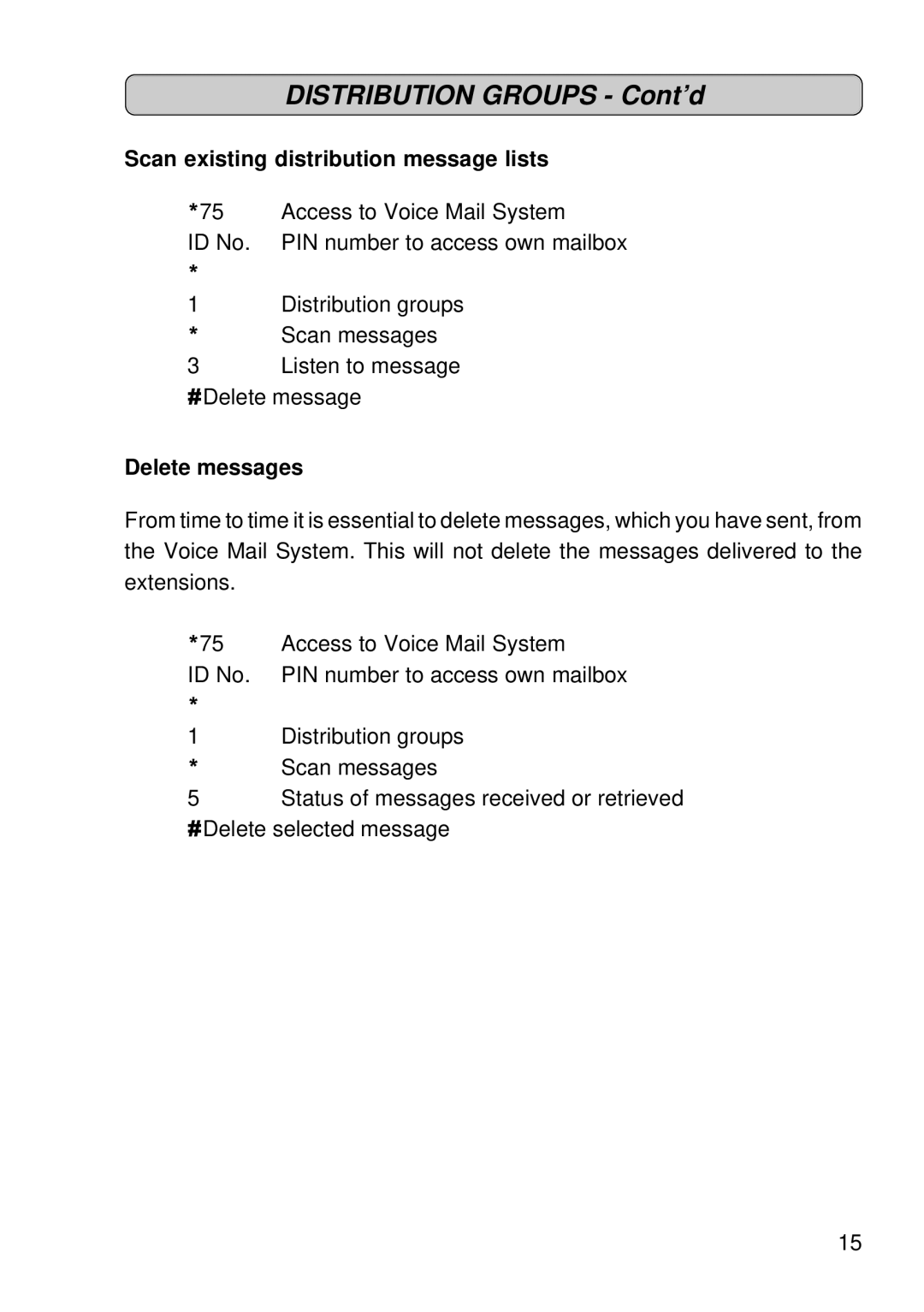 Siemens 300 operating instructions Scan existing distribution message lists, Delete messages 