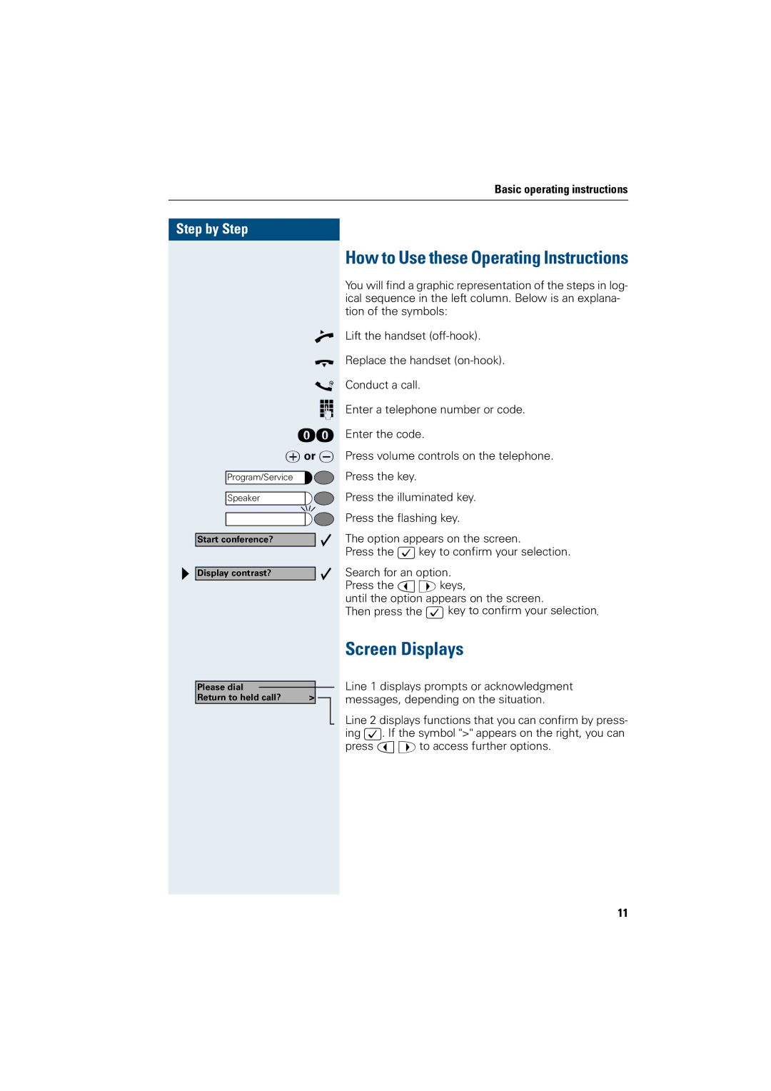 Siemens 5000 RSM, 3000, 500 standard, 500 basic, 500 economy manual Screen Displays, How to Use these Operating Instructions 