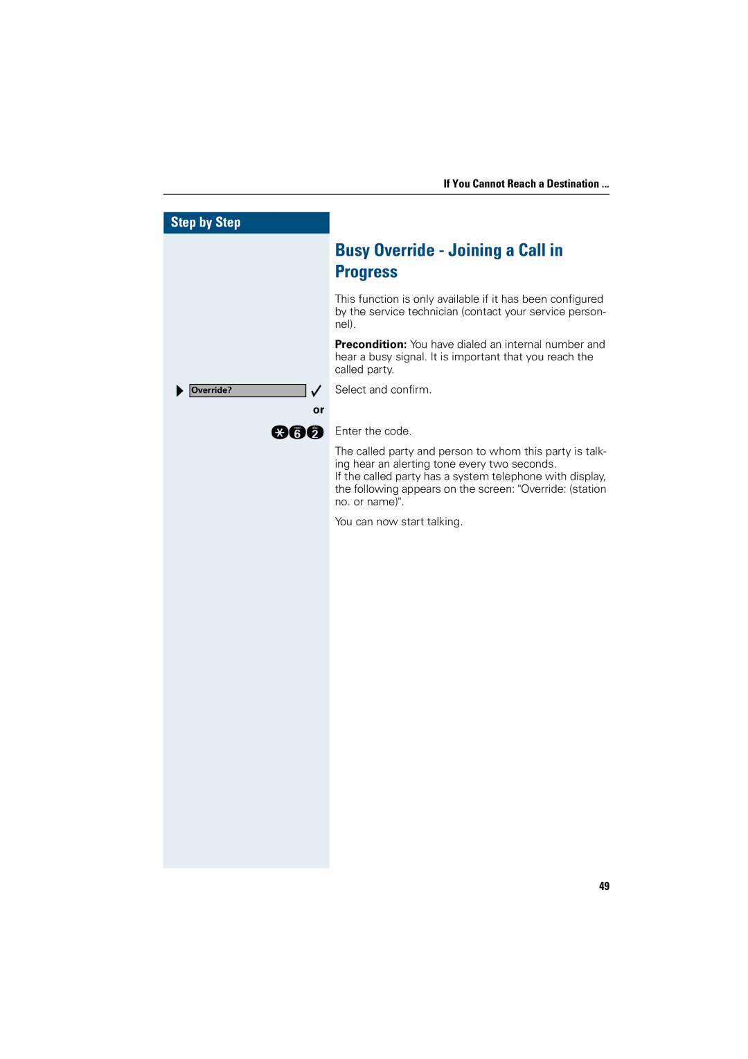 Siemens 500 standard, 3000, 500 basic, 500 economy, 500 advance, 5000 RSM manual Busy Override Joining a Call in Progress 