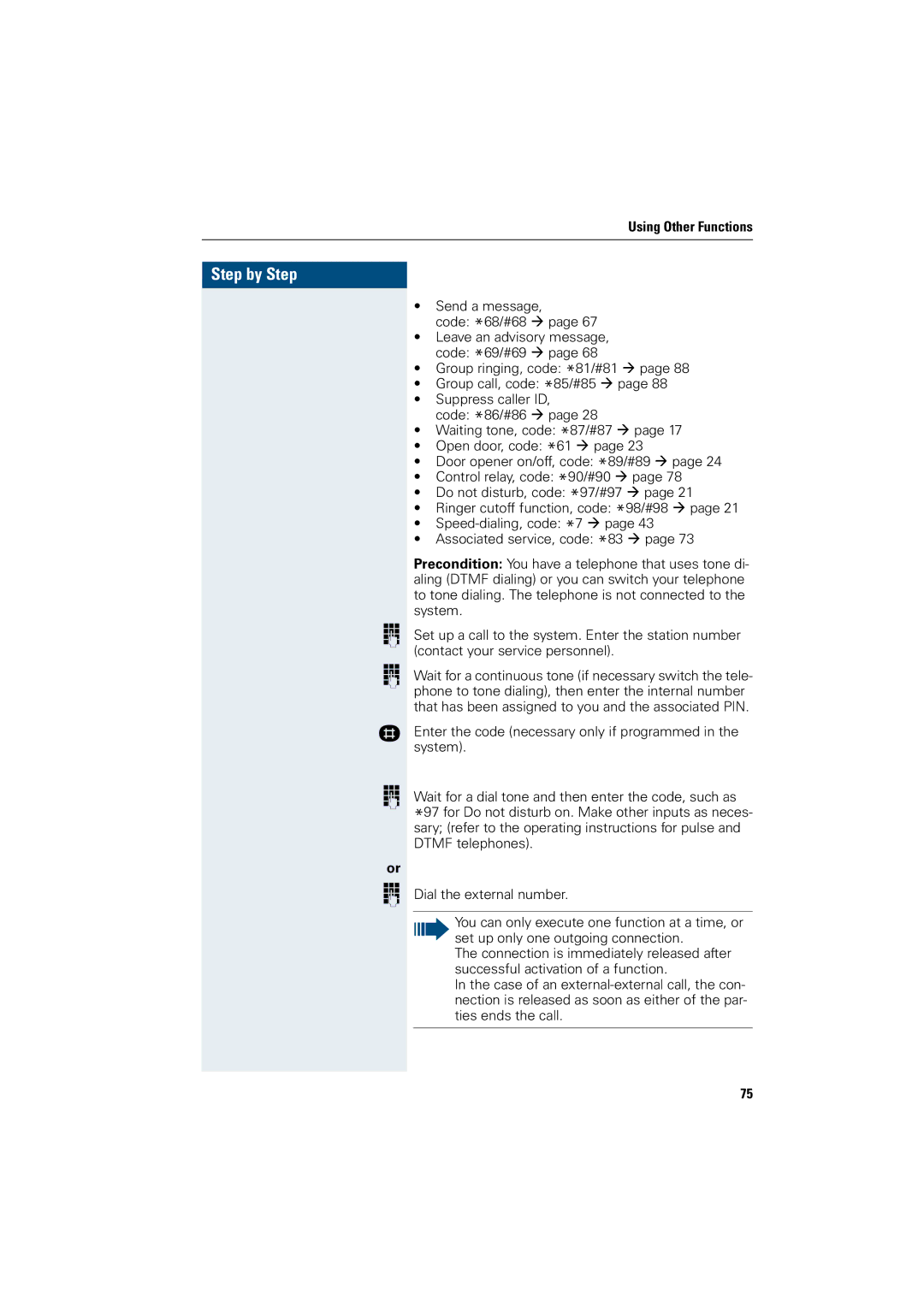 Siemens 500 economy, 3000, 500 standard, 500 basic, 500 advance, 5000 RSM manual Send a message Code *68/#68 Æ 