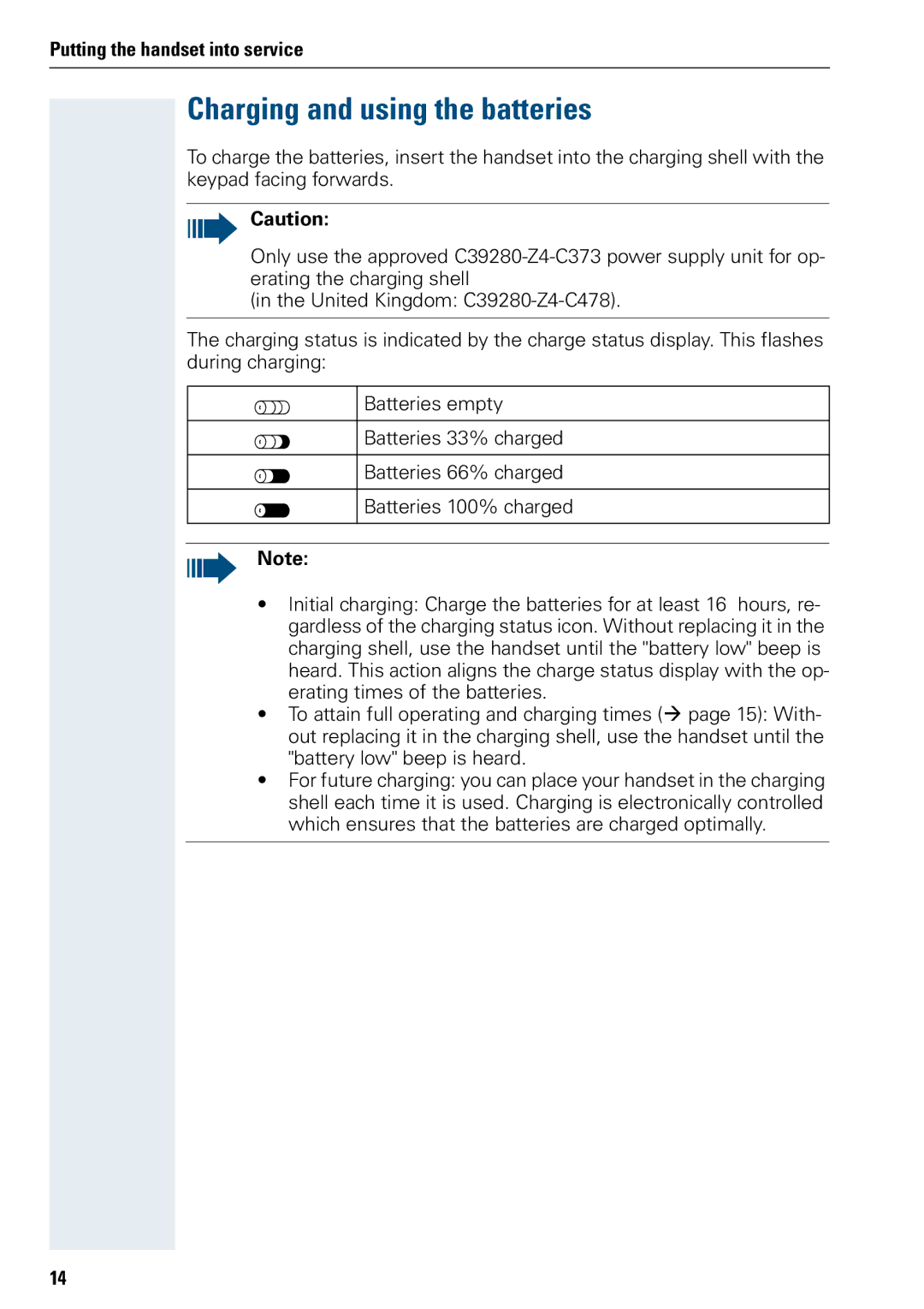 Siemens 3000 V3.0 manual Charging and using the batteries 