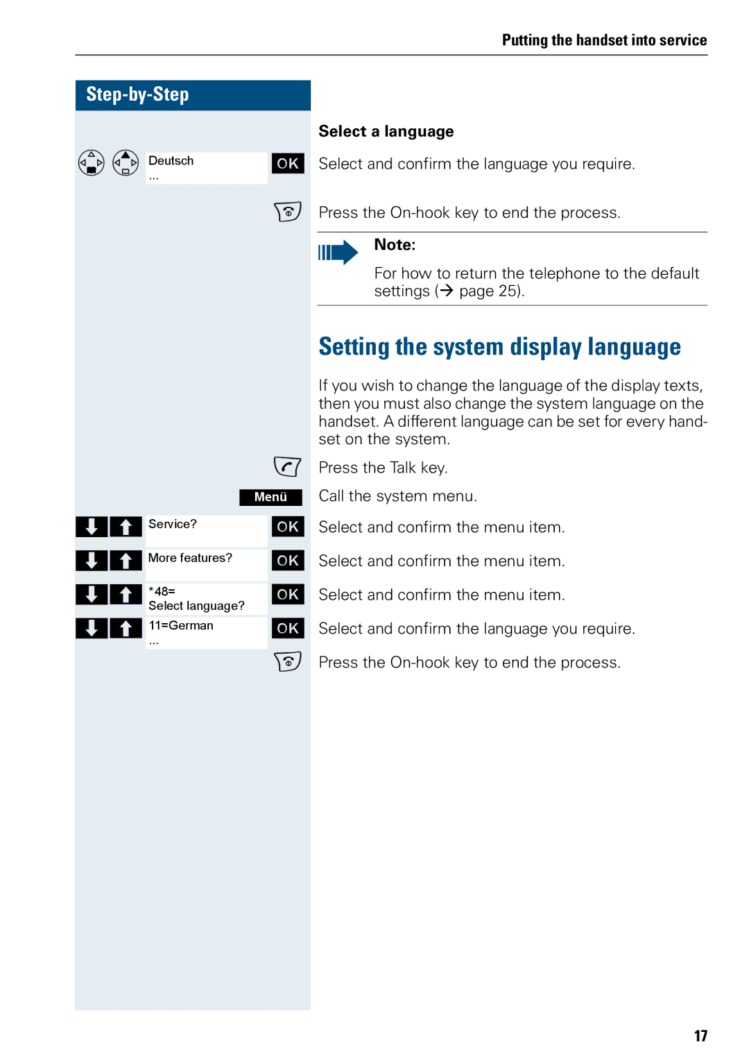 Siemens 3000 V3.0 manual Setting the system display language, Select a language 