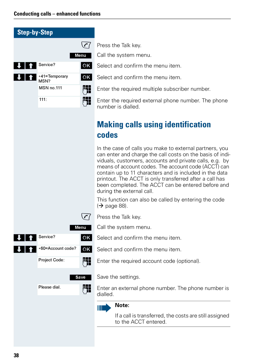 Siemens 3000 V3.0 manual Making calls using identification codes 