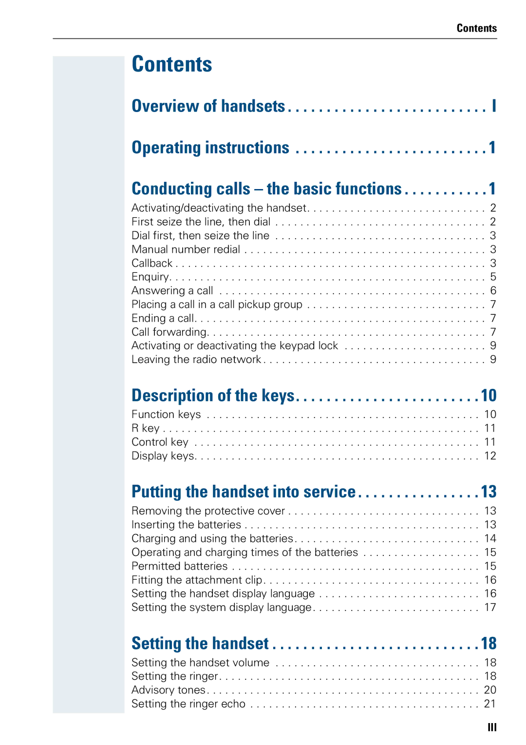 Siemens 3000 V3.0 manual Contents 