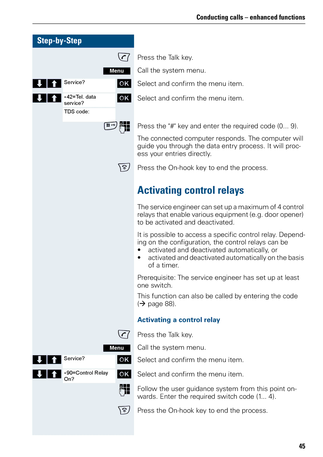 Siemens 3000 V3.0 manual Activating control relays, Activating a control relay 