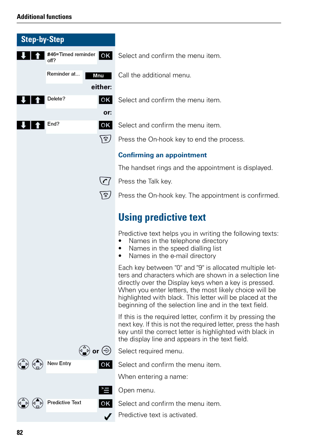 Siemens 3000 V3.0 manual Using predictive text, Confirming an appointment 