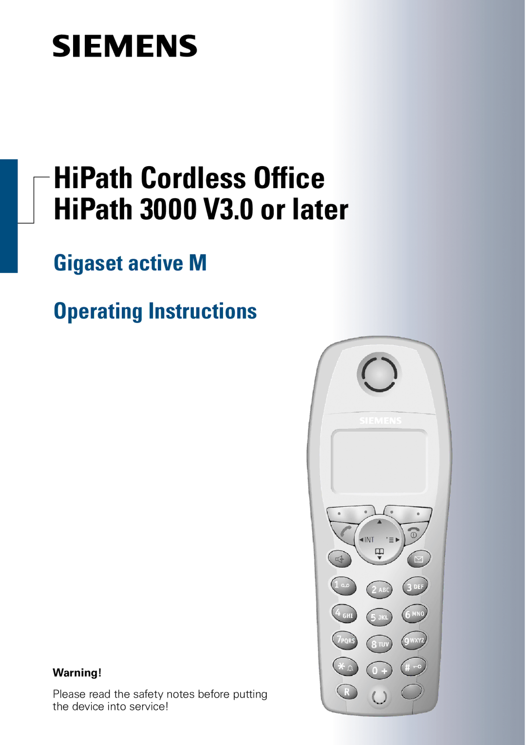 Siemens operating instructions HiPath Cordless Office HiPath 3000 V3.0 or later 