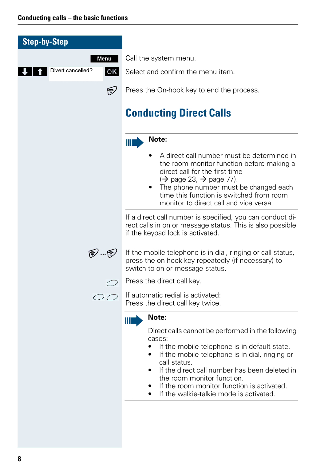 Siemens 3000 operating instructions Conducting Direct Calls 