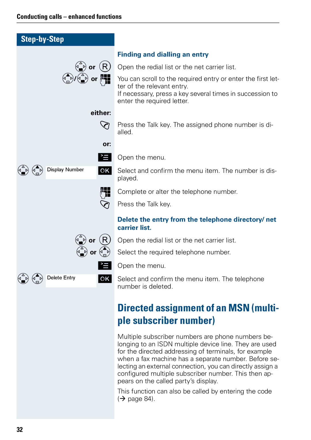 Siemens 3000 Directed assignment of an MSN multi- ple subscriber number, Dor R Dor o Either, Dor R Dor E 