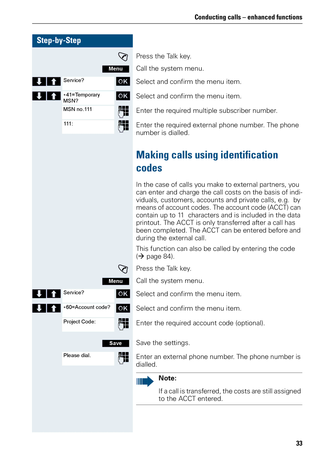 Siemens 3000 operating instructions Making calls using identification codes 