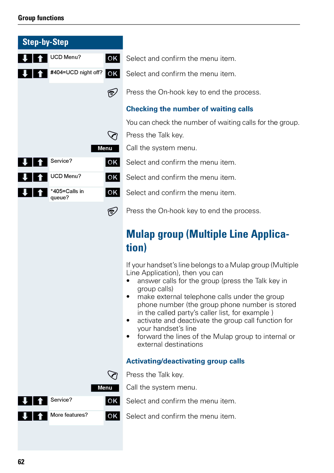 Siemens 3000 operating instructions Mulap group Multiple Line Applica- tion, Checking the number of waiting calls 