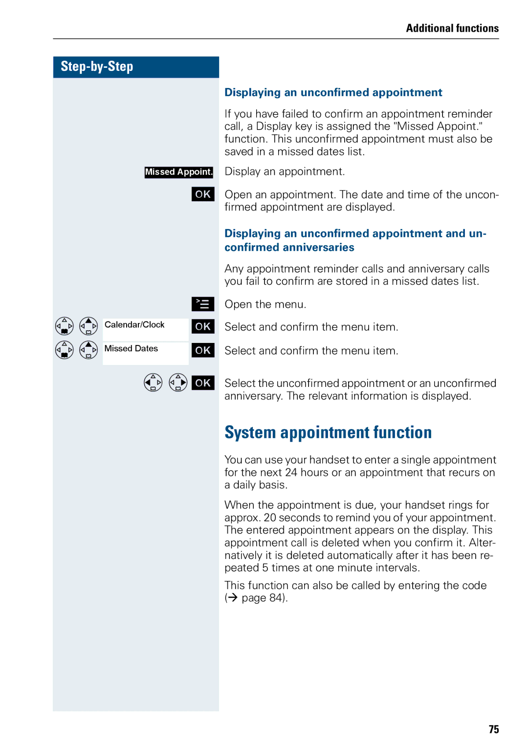 Siemens 3000 operating instructions System appointment function, Displaying an unconfirmed appointment 