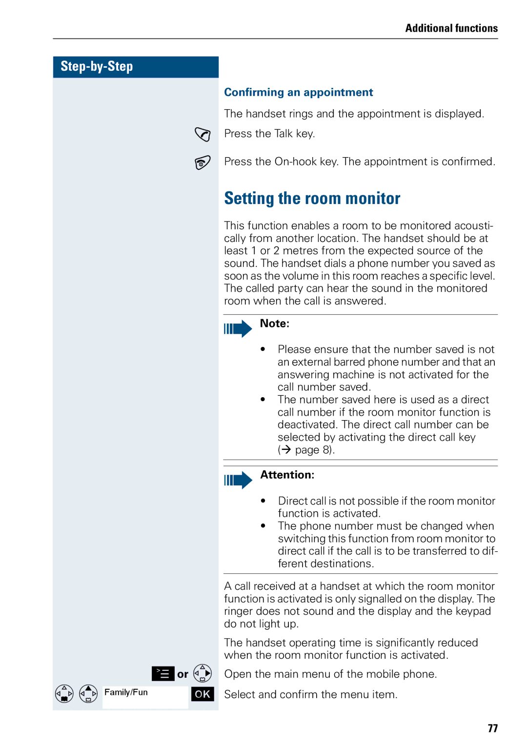 Siemens 3000 operating instructions Setting the room monitor, Confirming an appointment 