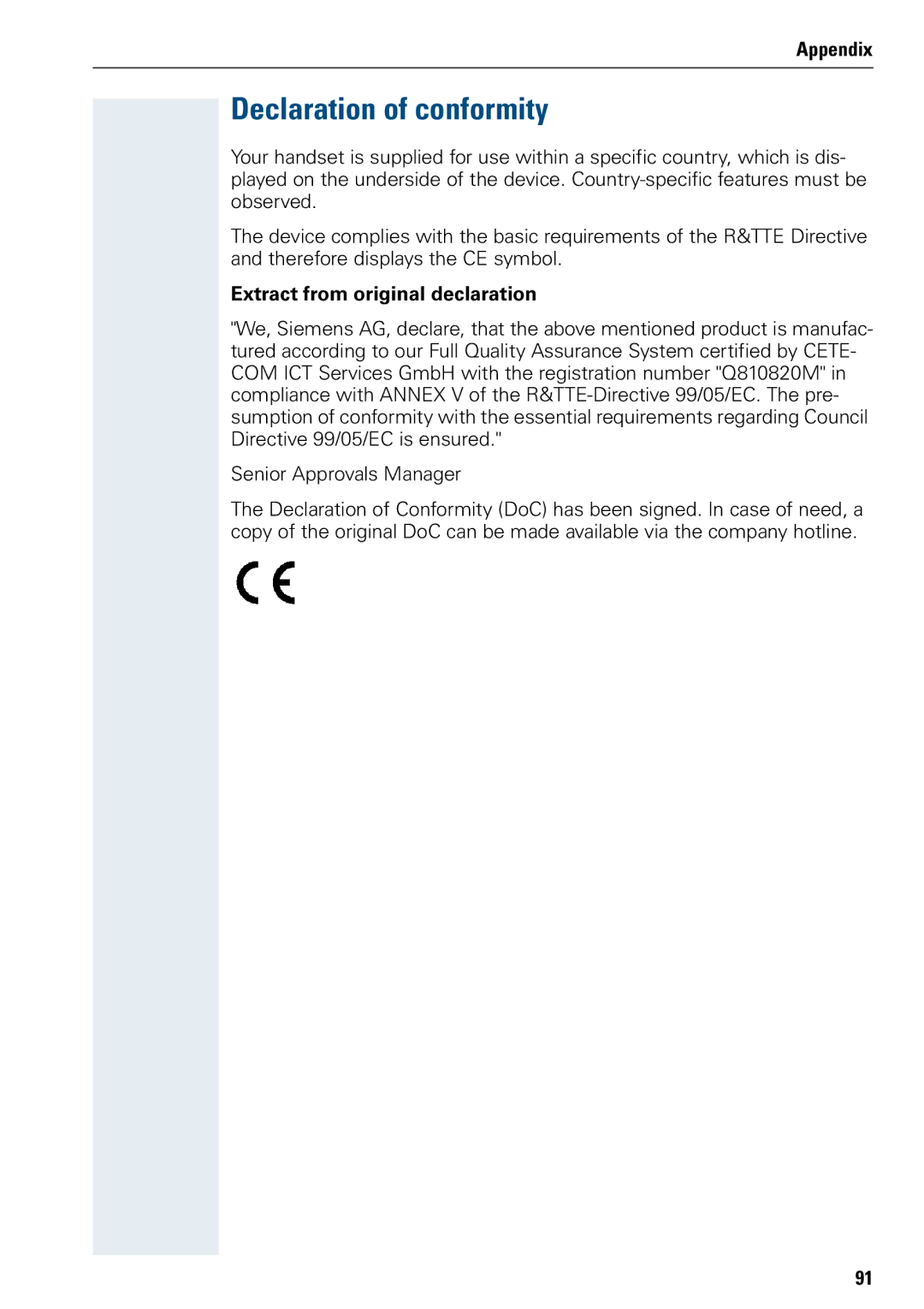 Siemens 3000 operating instructions Declaration of conformity, Extract from original declaration 