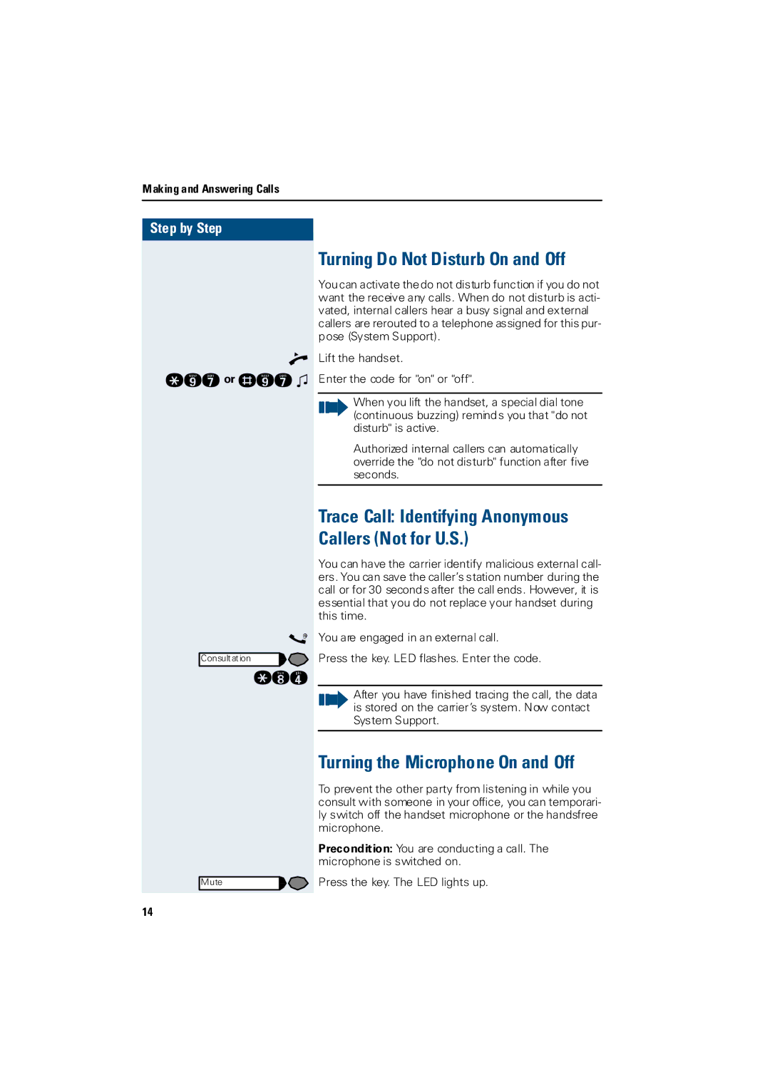 Siemens 3000 operating instructions Turning Do Not Disturb On and Off, Turning the Microphone On and Off 