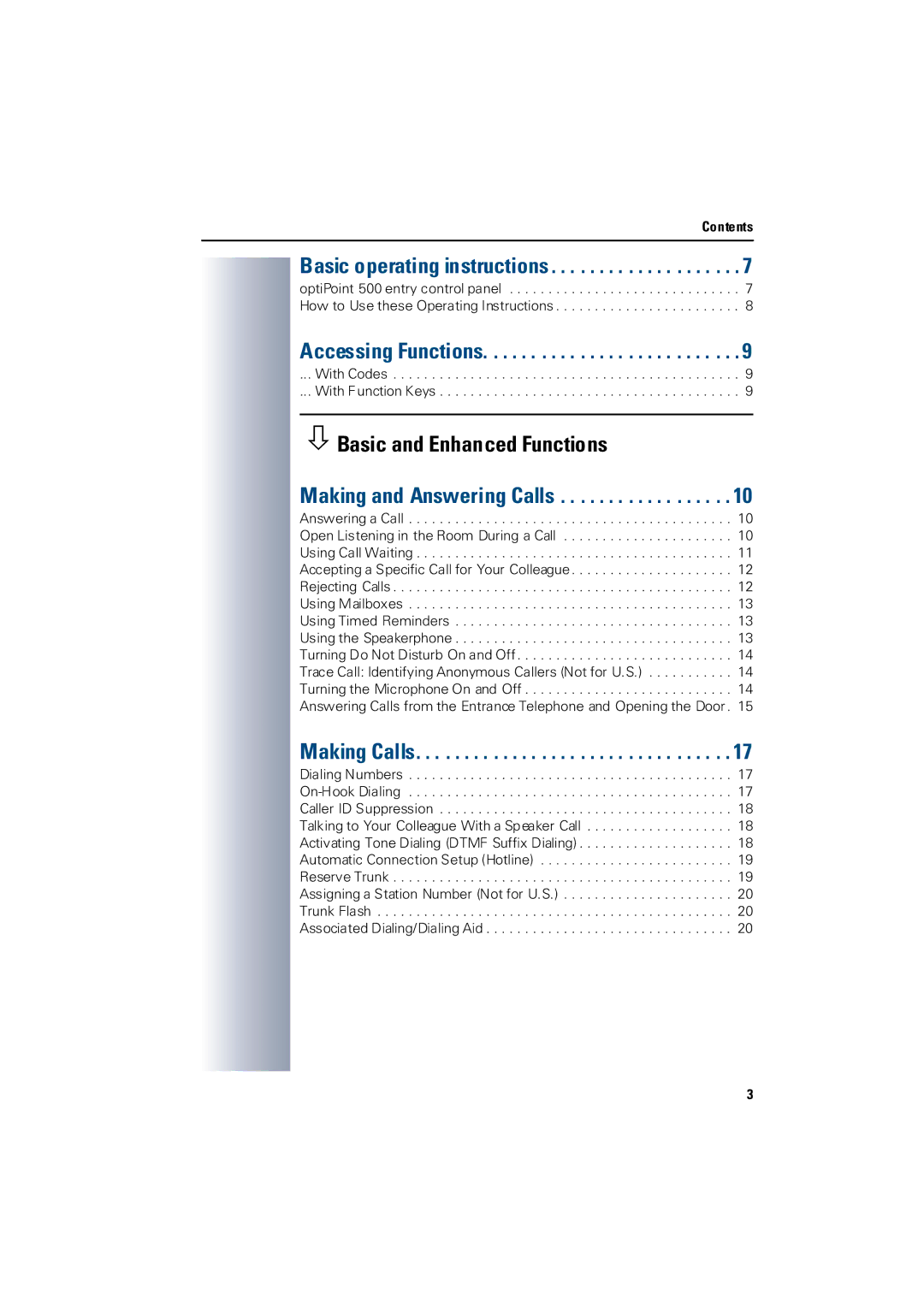 Siemens 3000 Basic operating instructions, Accessing Functions, Making and Answering Calls, Making Calls 