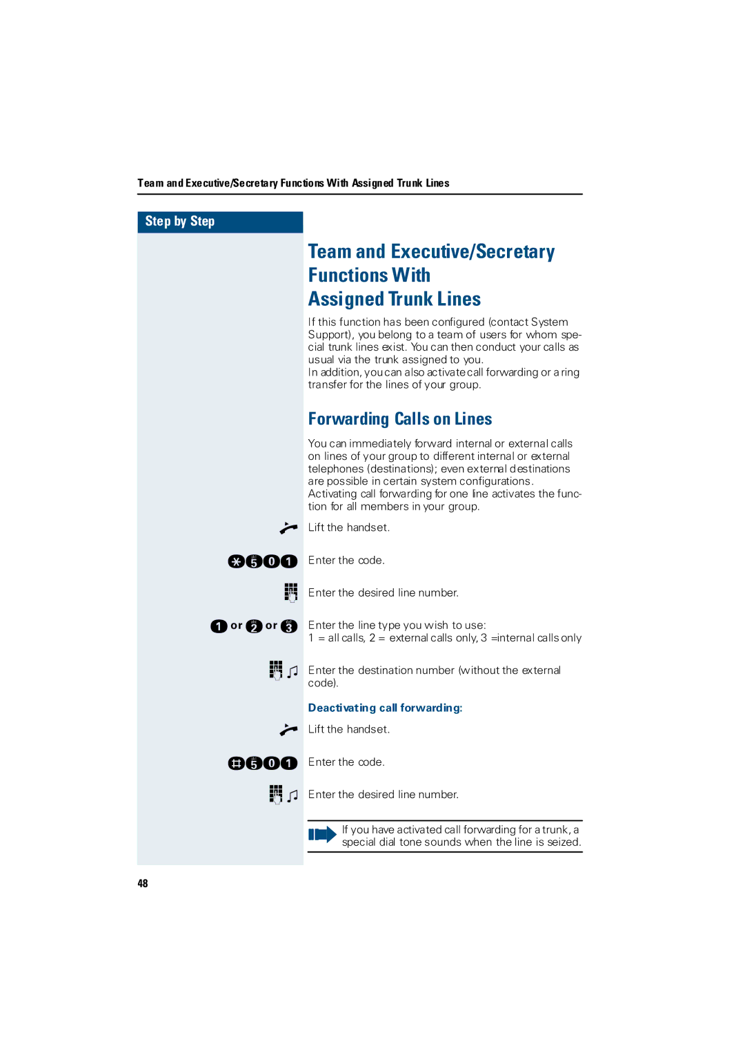 Siemens 3000 operating instructions Forwarding Calls on Lines, Deactivating call forwarding 