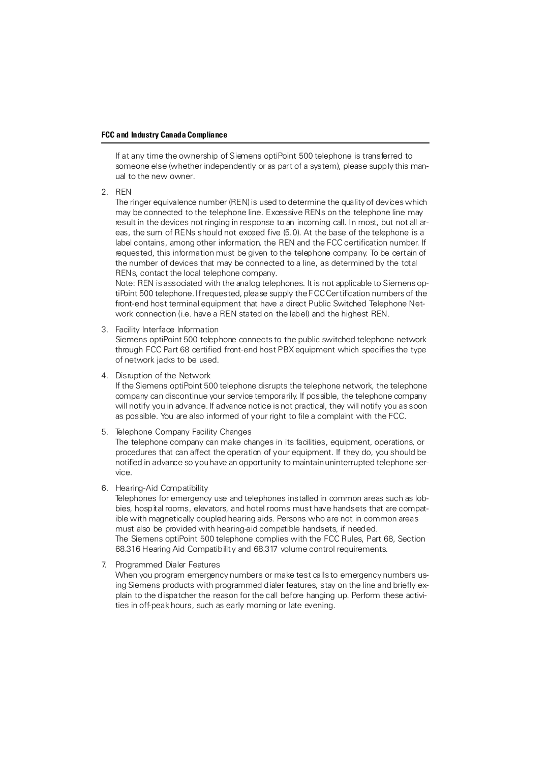 Siemens 3000 operating instructions FCC and Industry Canada Compliance 