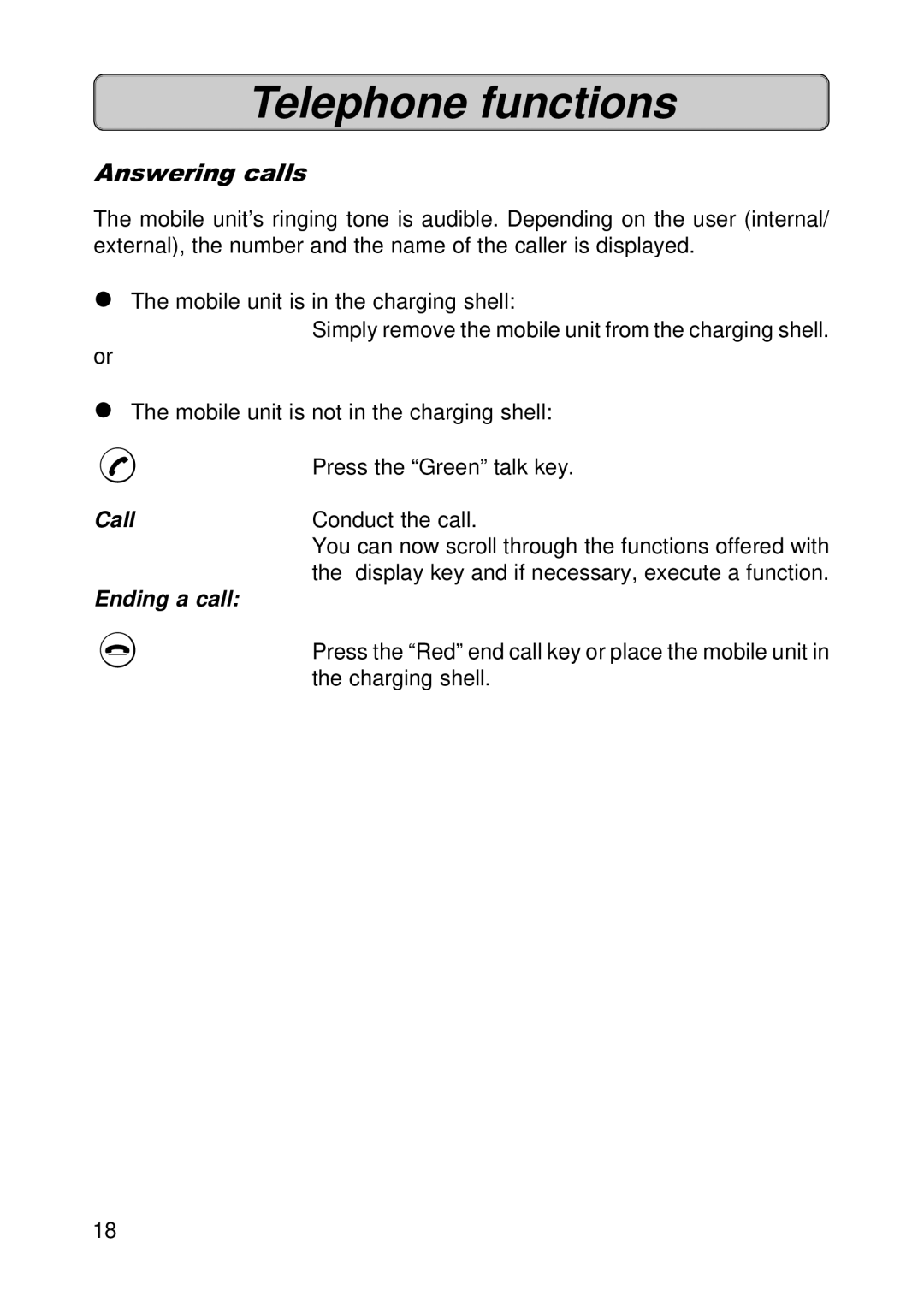 Siemens 300E operating instructions Answering calls 