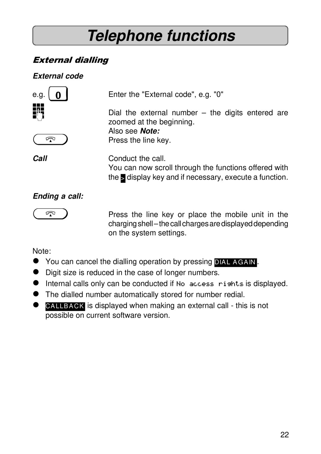 Siemens 300E operating instructions External dialling, External code 