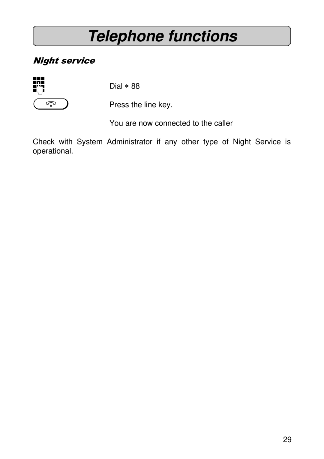 Siemens 300E operating instructions Night service 