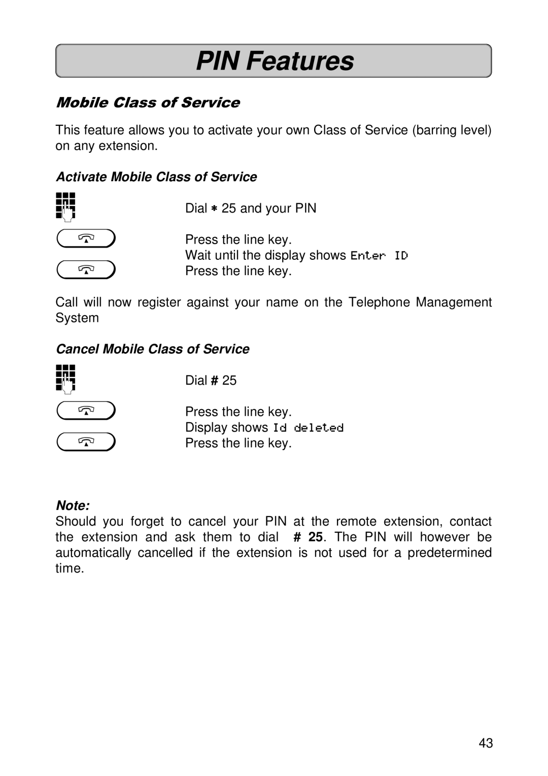 Siemens 300E operating instructions Activate Mobile Class of Service, Cancel Mobile Class of Service 