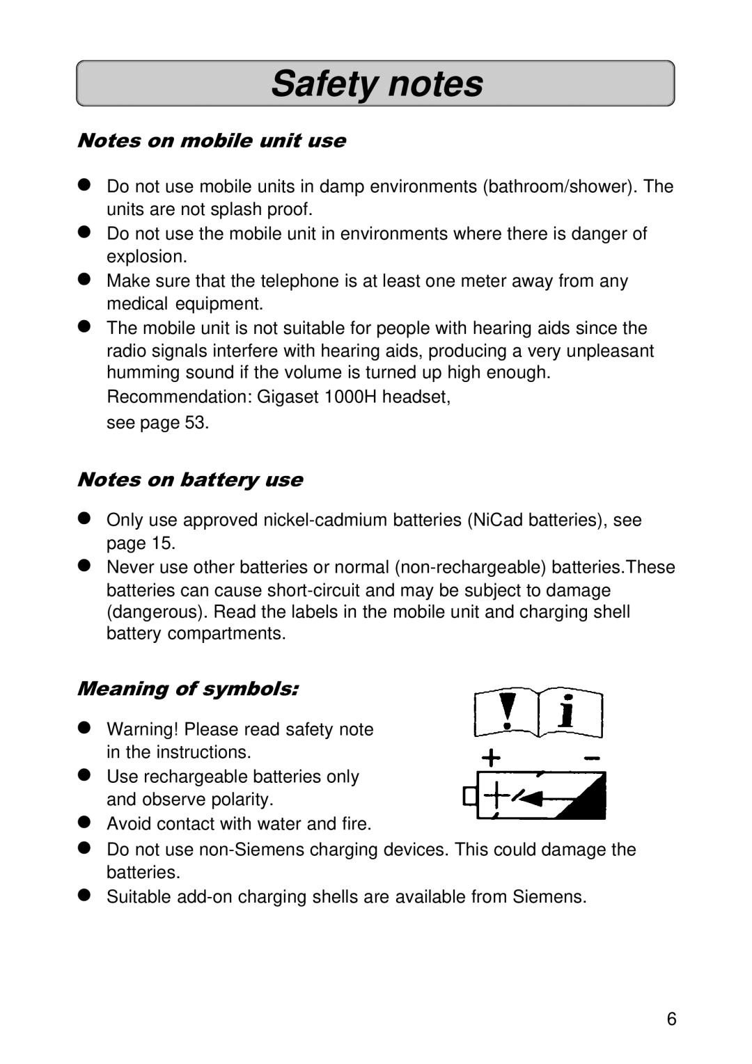 Siemens 300E operating instructions Safety notes, Meaning of symbols 