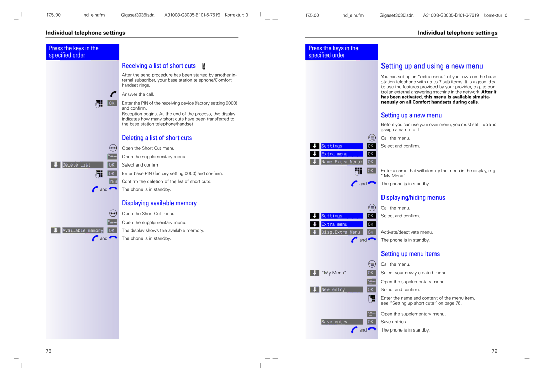 Siemens 3035isdn operating instructions Setting up and using a new menu 