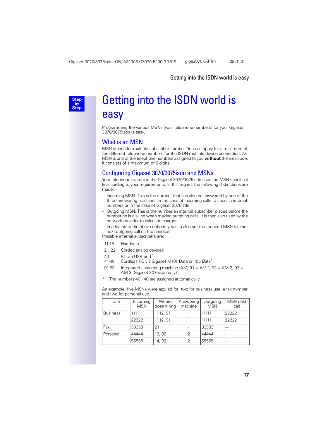 Siemens manual Easy, What is an MSN, Configuring Gigaset 3070/3075isdn and MSNs 