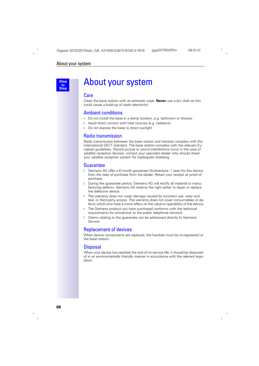 Siemens 3070, 75 manual About your system 