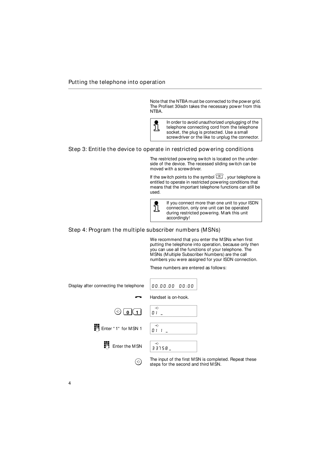 Siemens 30ISDN operating instructions Program the multiple subscriber numbers MSNs, Ntba 