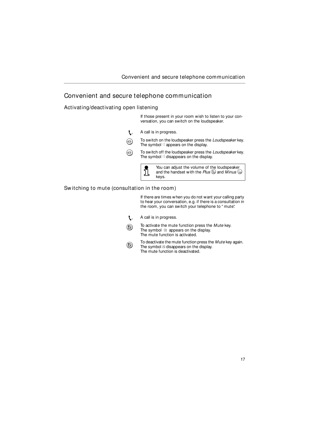 Siemens 30ISDN operating instructions Convenient and secure telephone communication, Activating/deactivating open listening 