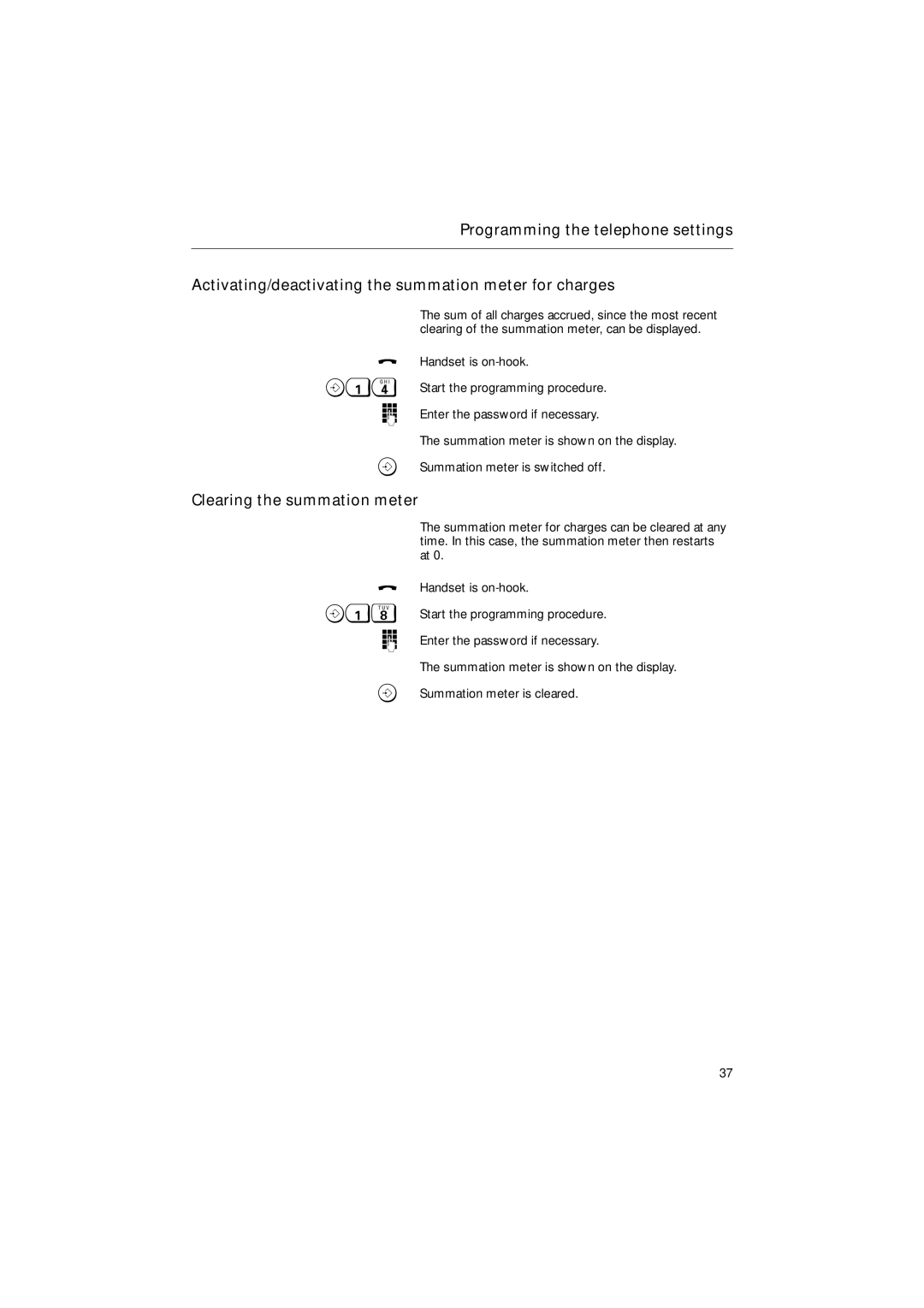 Siemens 30ISDN operating instructions Clearing the summation meter, S14 T 