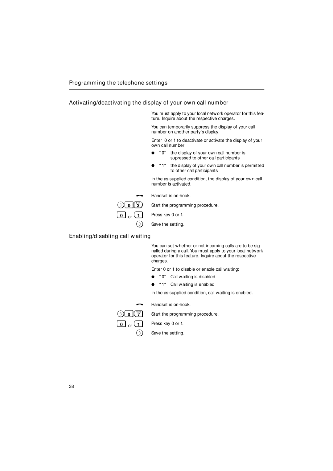 Siemens 30ISDN operating instructions Enabling/disabling call waiting 