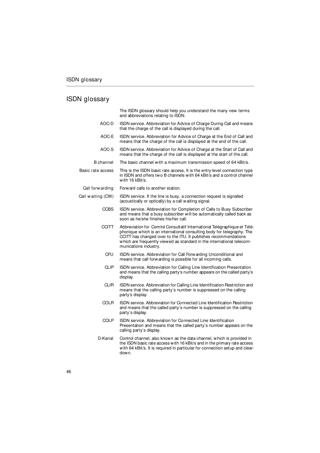 Siemens 30ISDN operating instructions Isdn glossary 