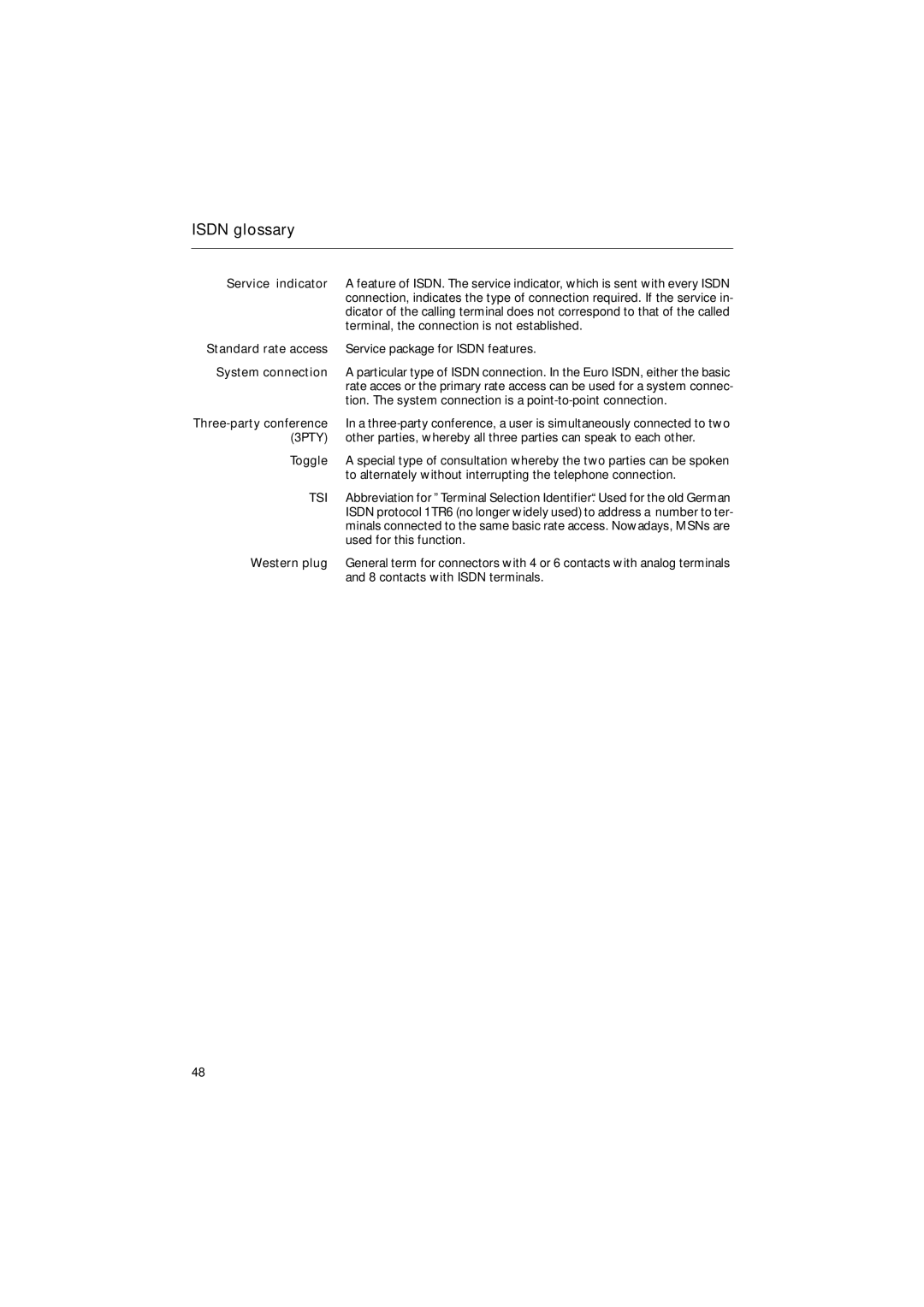 Siemens 30ISDN operating instructions Isdn glossary 