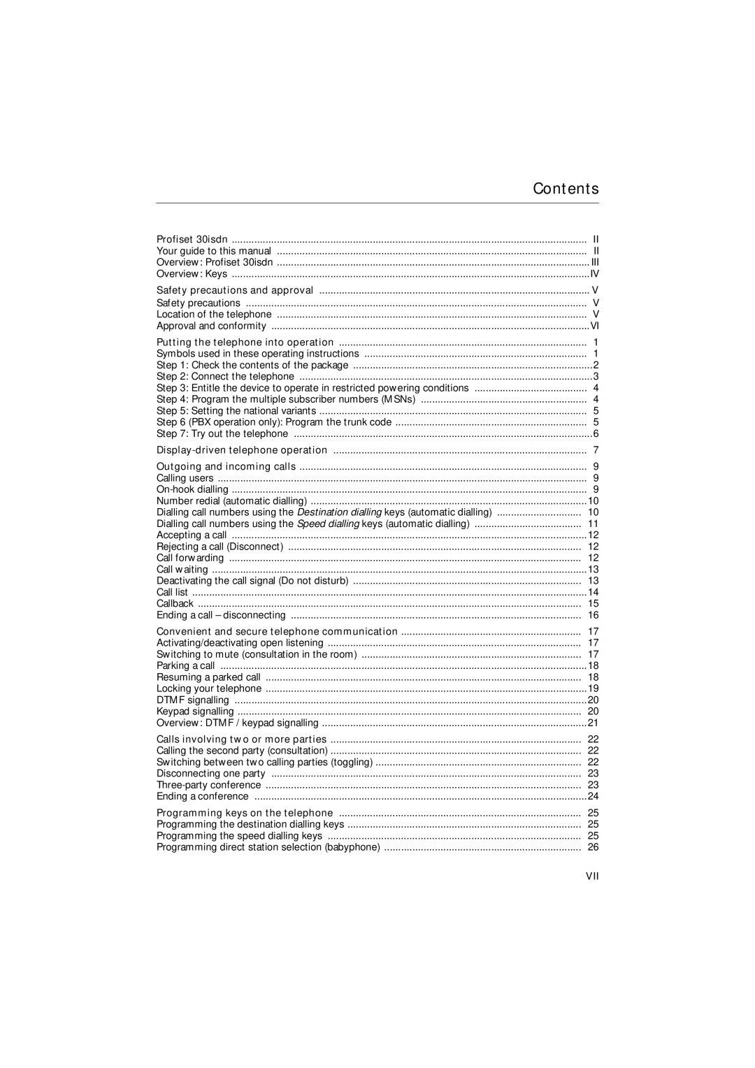 Siemens 30ISDN operating instructions Contents 